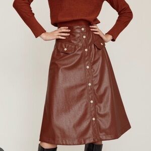 No. 6 Store Elizabeth Snap Front Crinkle Faux Leather Skirt